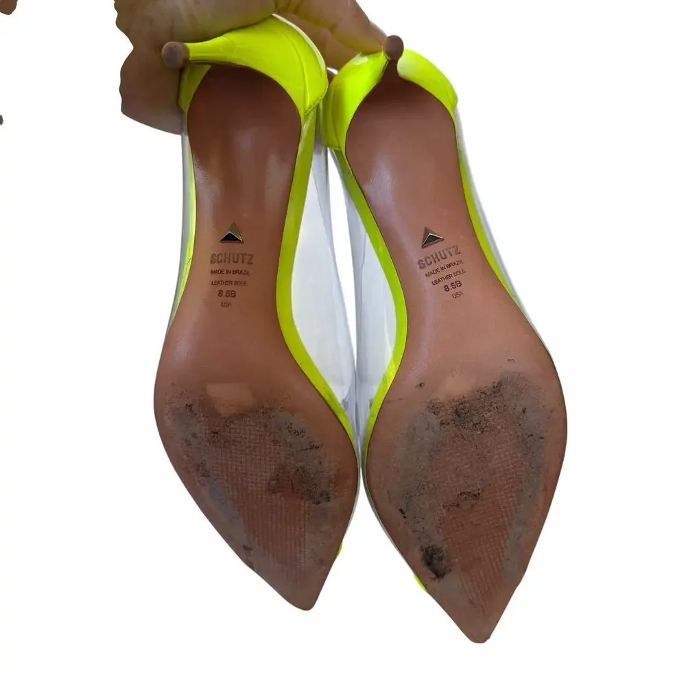 Schutz 250061 Womens Garthy Pointy Toe Pump Neon Yellow Size 8.5 B